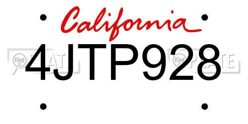 4JTP928 California License Plate
