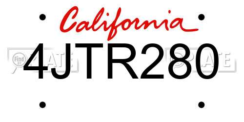 4JTR280 California License Plate