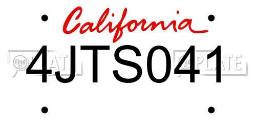 4JTS041 California License Plate