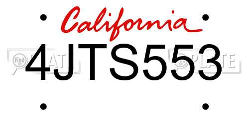 4JTS553 California License Plate