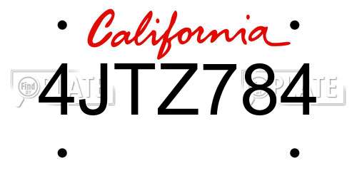 4JTZ784 California License Plate