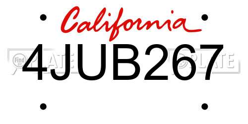 4JUB267 California License Plate