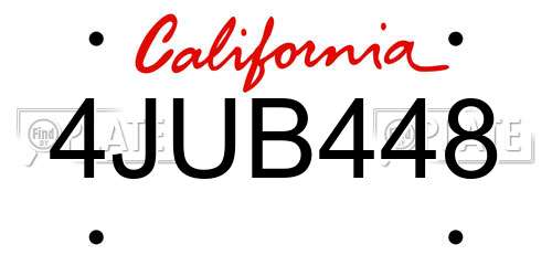 4JUB448 California License Plate