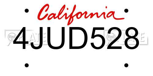4JUD528 California License Plate