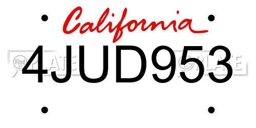 4JUD953 California License Plate