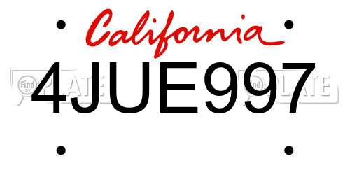 4JUE997 California License Plate