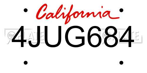 4JUG684 California License Plate