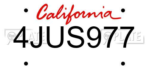 4JUS977 California License Plate