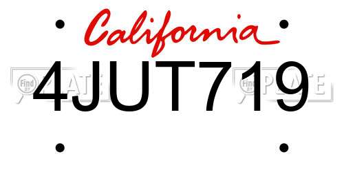 4JUT719 California License Plate