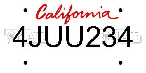 4JUU234 California License Plate