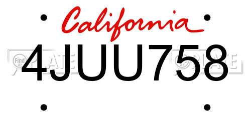 4JUU758 California License Plate