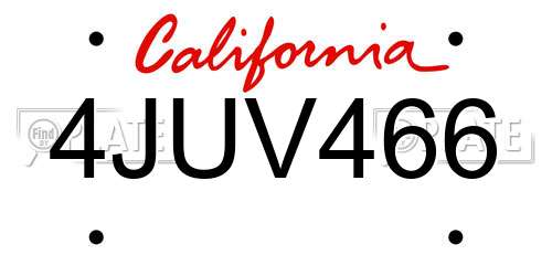 4JUV466 California License Plate