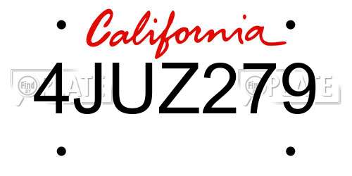 4JUZ279 California License Plate