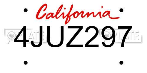 4JUZ297 California License Plate