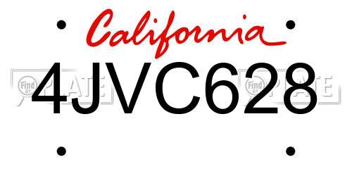 4JVC628 California License Plate