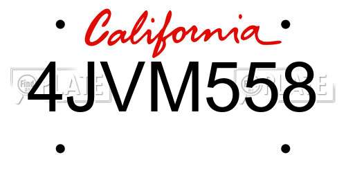 4JVM558 California License Plate