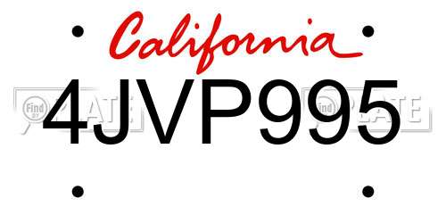 4JVP995 California License Plate