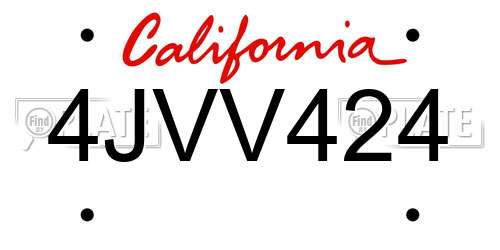 4JVV424 California License Plate