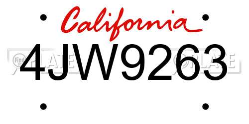 4JW9263 California License Plate