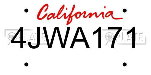 4JWA171 California License Plate