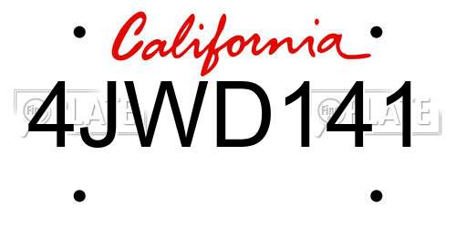 4JWD141 California License Plate