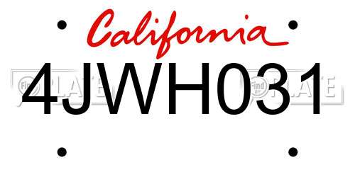 4JWH031 California License Plate