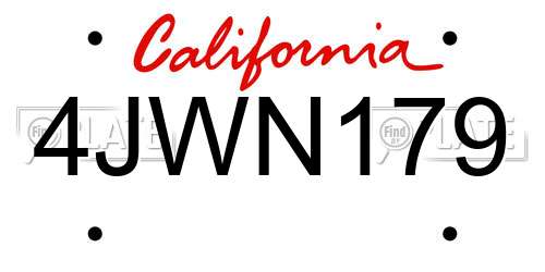 4JWN179 California License Plate
