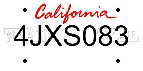 4JXS083 California License Plate