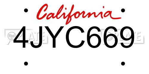 4JYC669 California License Plate