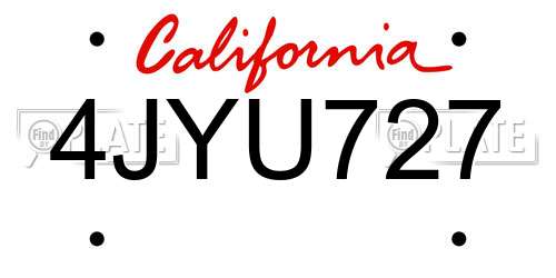 4JYU727 California License Plate