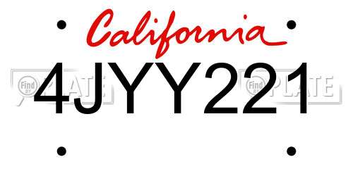 4JYY221 California License Plate