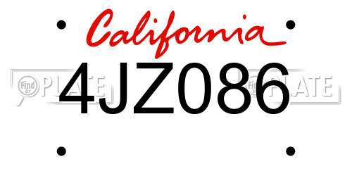 4JZ086 California License Plate