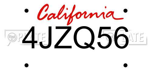 4JZQ56 California License Plate