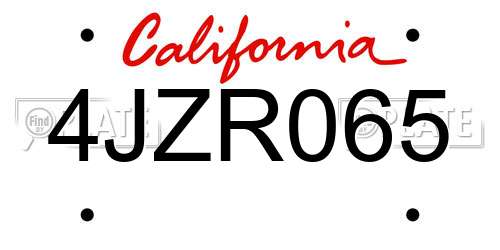 4JZR065 California License Plate