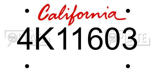 4K11603 California License Plate