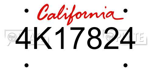 4K17824 California License Plate