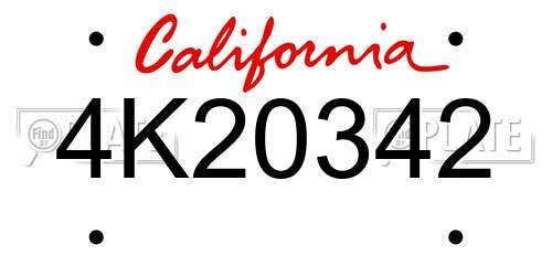 4K20342 California License Plate