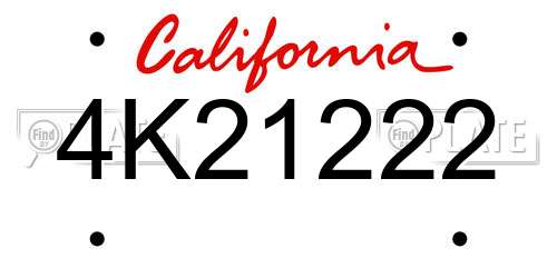 4K21222 California License Plate