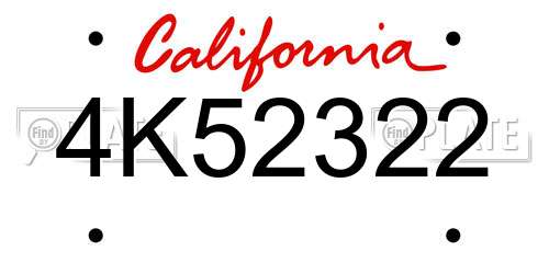 4K52322 California License Plate