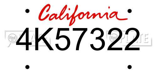 4K57322 California License Plate