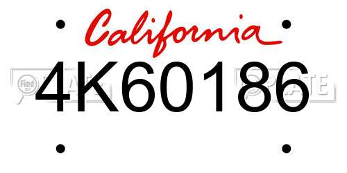 4K60186 California License Plate