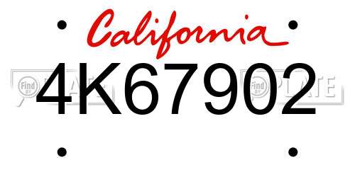 4K67902 California License Plate