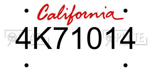 4K71014 California License Plate