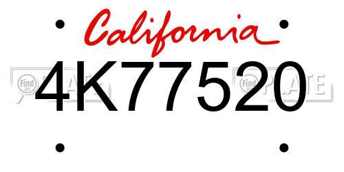 4K77520 California License Plate