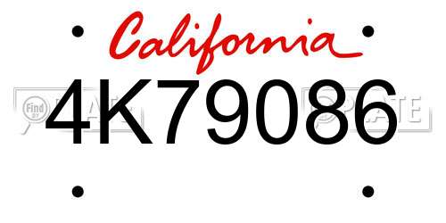 4K79086 California License Plate
