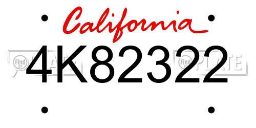 4K82322 California License Plate