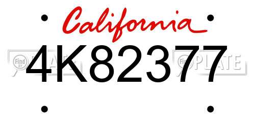 4K82377 California License Plate