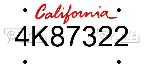 4K87322 California License Plate