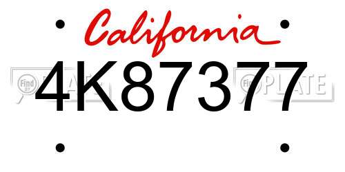 4K87377 California License Plate