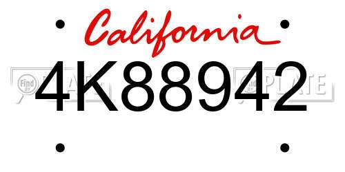 4K88942 California License Plate